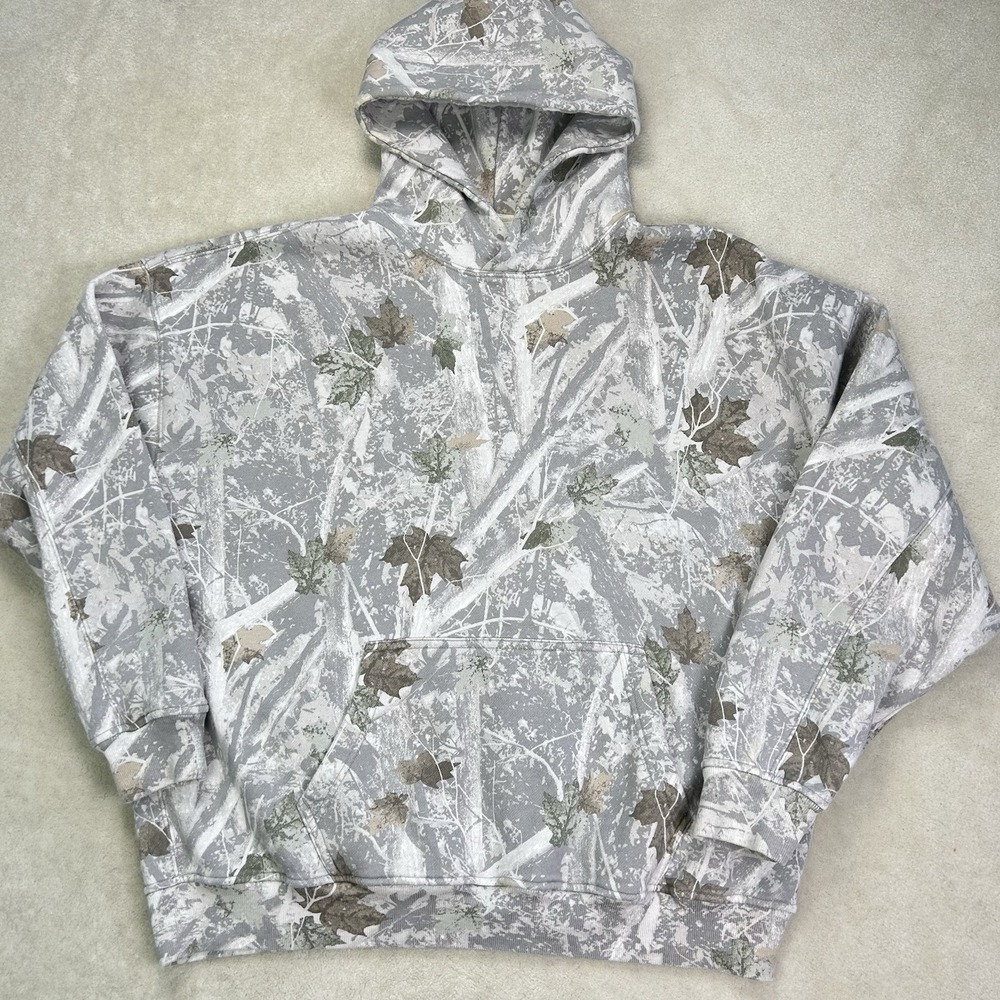 Abercrombie & Fitch Hoodie Sweatshirt Mens XL Gray Camo Fleece Oversized